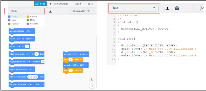 Tinkercad code mode interface