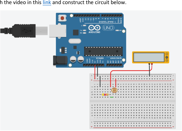 Tinkercad Arduino voltage divider circuit
