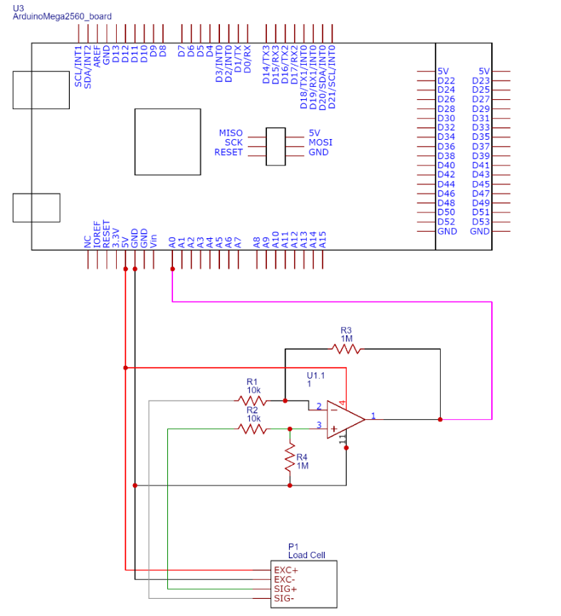 First LMC6484 amplifier stage for the load-cell signal.
