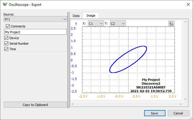 WaveForms image export dialog
